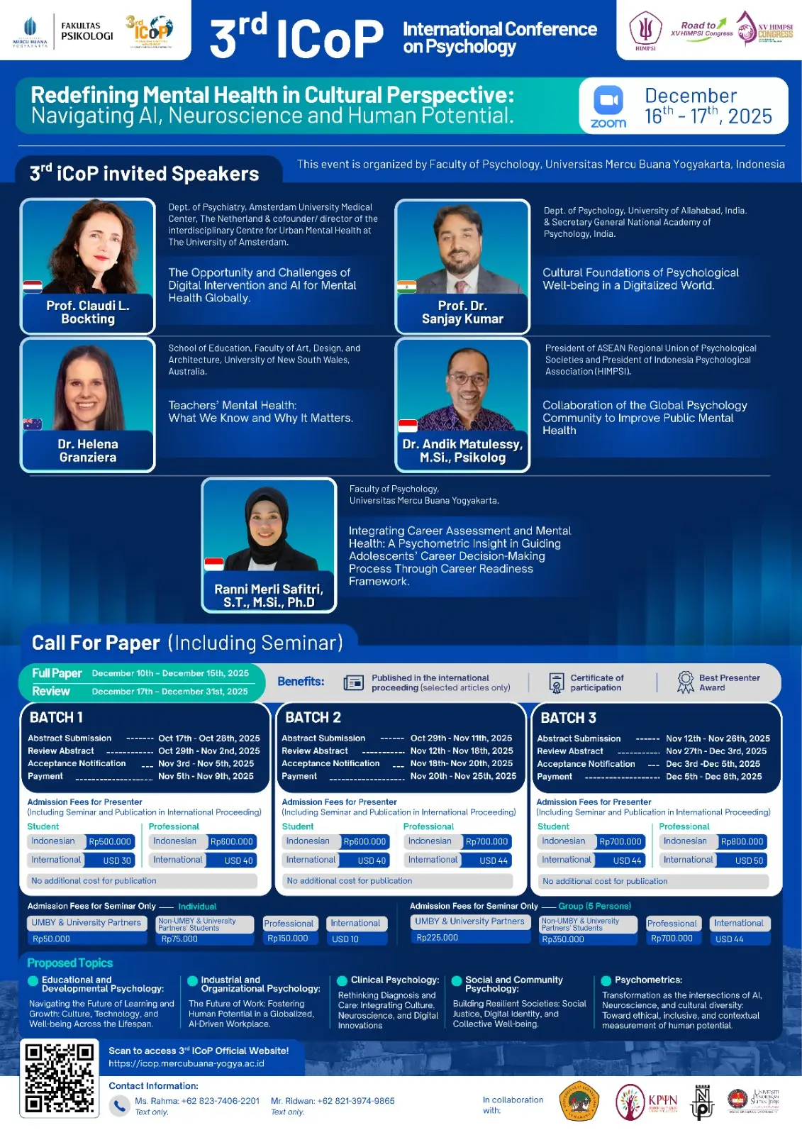 The 3rd International Conference on Psychology (ICoP) “Redefining Mental Health in Cultural Perspective: Navigating AI, Neuroscience, and Human Potential”