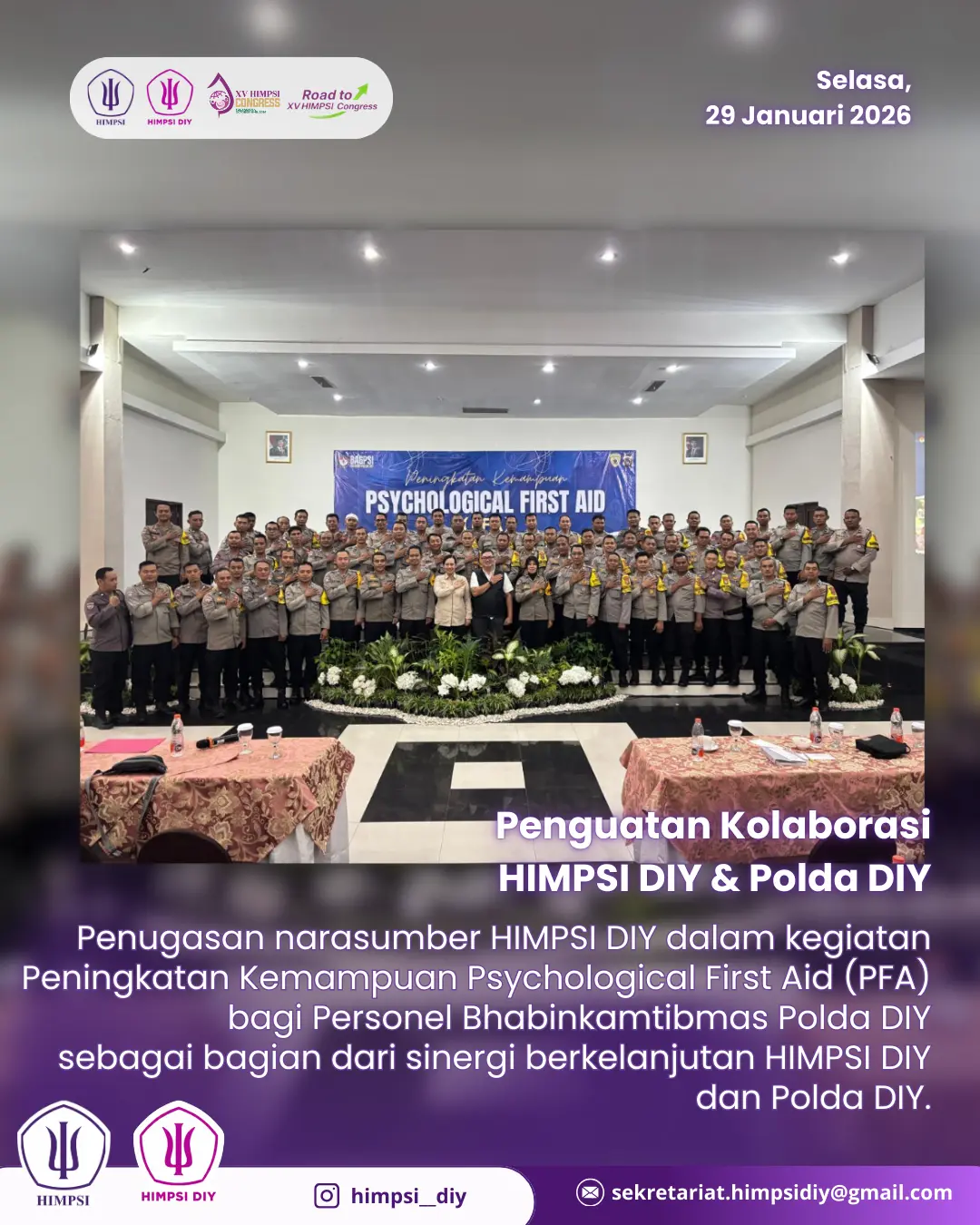 narasumber kegiatan Peningkatan Kemampuan Psychological First Aid (PFA)