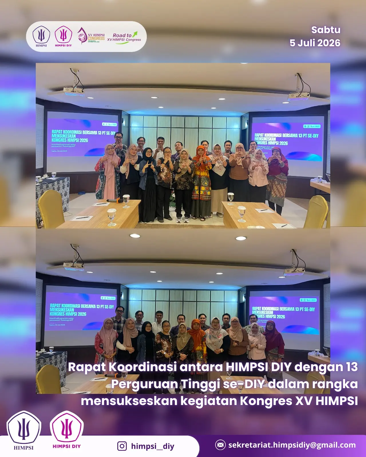 Sinergi untuk Sukses: HIMPSI DIY dan 13 Perguruan Tinggi se-DIY Bersatu untuk Kongres XV HIMPSI 🤝✨
